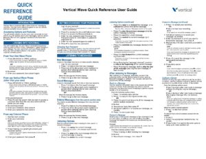 Vertical Wave Quick Reference User Guide